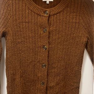Madewell Marino Wool  Rich Brown Cardigan Sweater